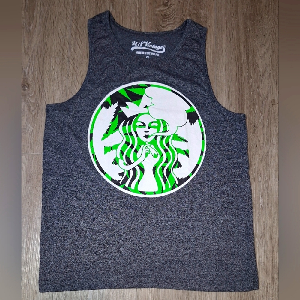 New Starbucks Parody Tank Top Men's size Small - Unisex Tank